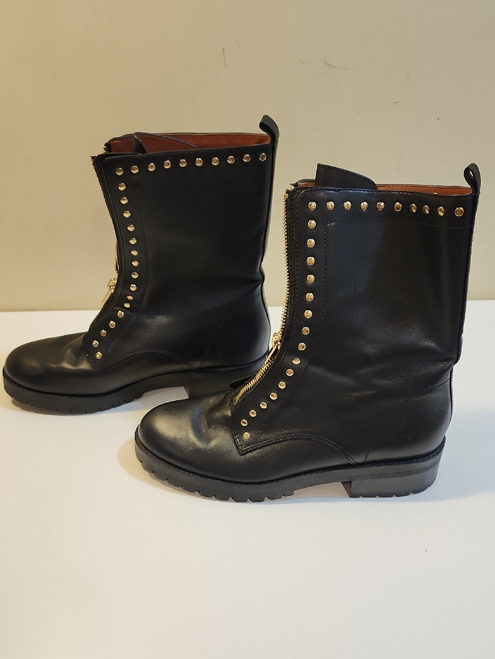 COACH Lara Black Leather Stud Zip Front Booties Sz 9B - Picture 3 of 12